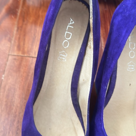 Aldo Royal Purple Suede Platform Wedge Heels Size 8 (EU 38.5) - Picture 5 of 16